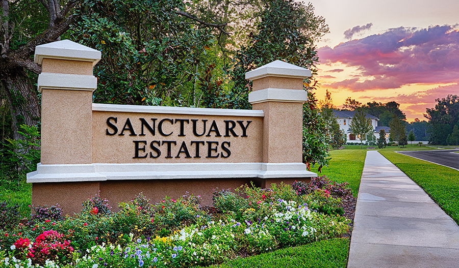 Entrance to the Sanctuary Estates community in Jacksonville
